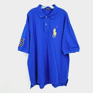 Polo Ralph Lauren Collared Short Sleeve Shirt XLT Long Tall Blue Gold Big Pony